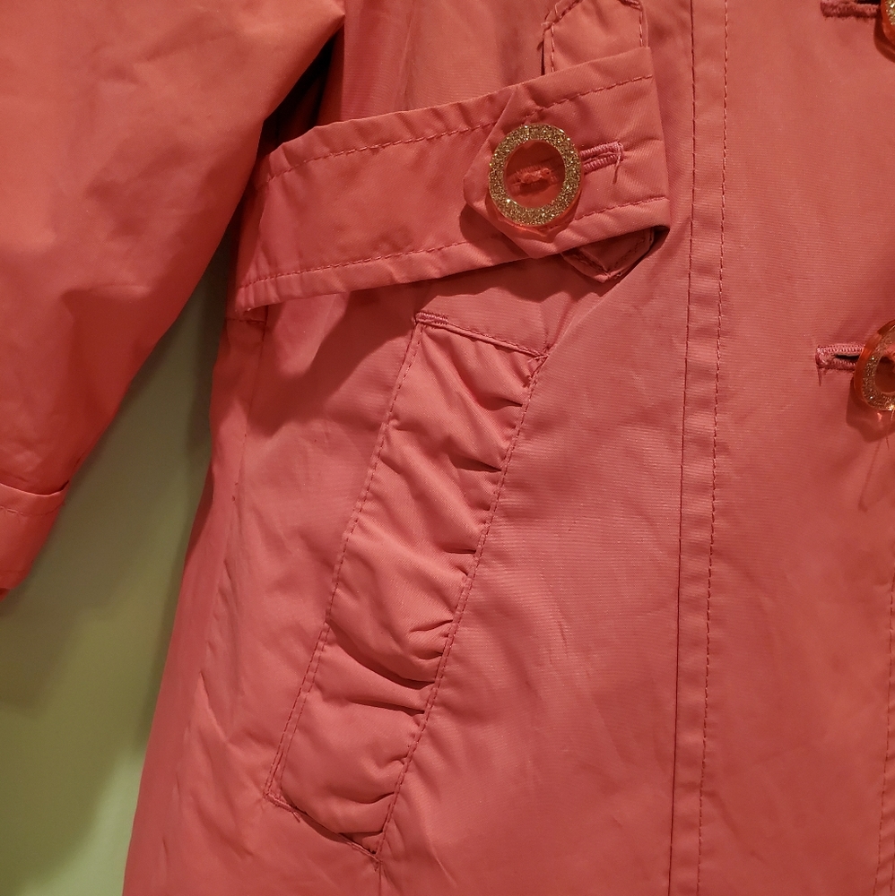 London Fog Pink Raincoat with Sparkling Buttons - Picture 6 of 13